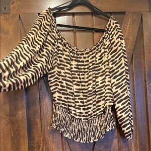 MICHAEL Michael Kors Zebra Print Off-Shoulder Blouse